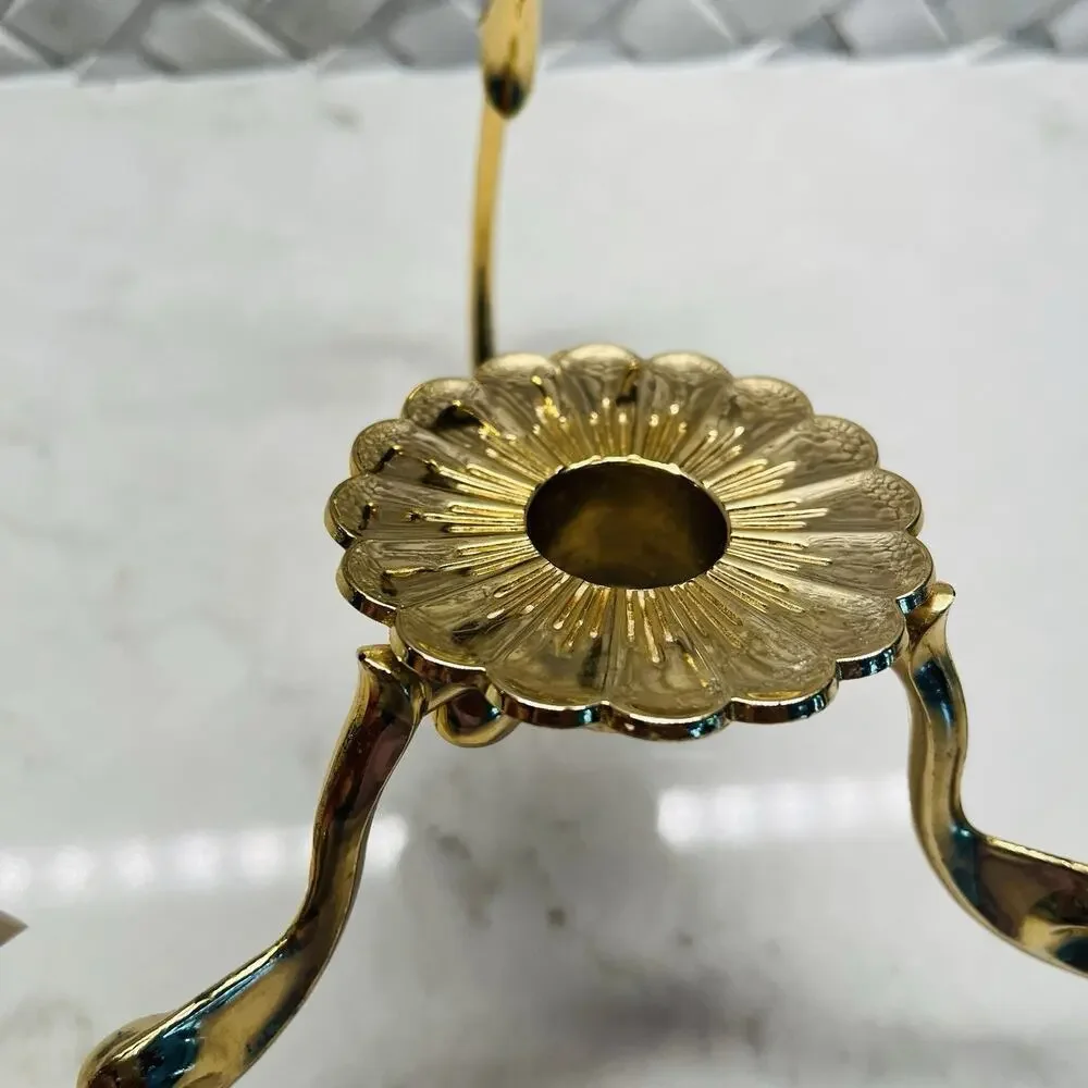 PartyLite Versailles Brass Taper candle Holder for hurricanes, vintage, decor.
